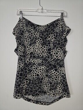CONRAD C BRAND BLACK WHITE DESIGN SHORT SLEEVE TOP SHIRT WOMAN Size M
